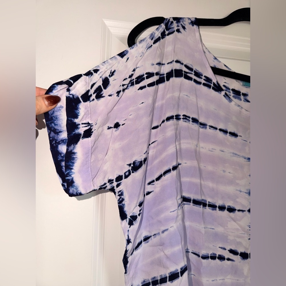 RIVER + SKY Women's Tie-Dye Cold Shoulder Top - Picture 3 of 7
